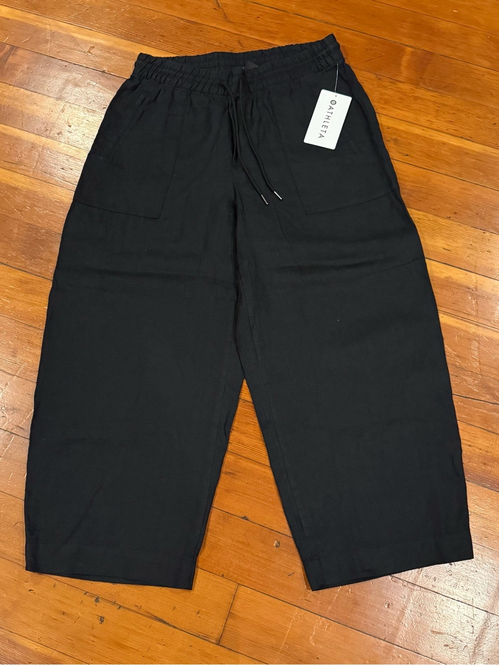 🖤 Athleta Retreat Linen Easy Barrel Crop Pants Medium